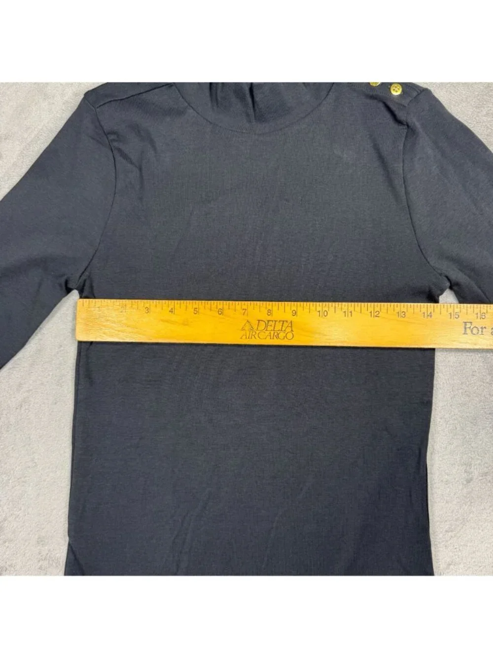 NWT J Crew Black Mockneck Shirt Gold Buttons Long Sleeve Top Quiet Luxury Cotton